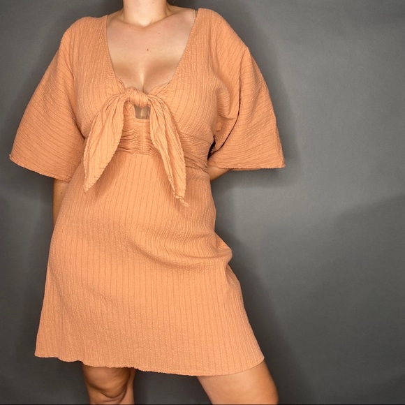 ASOS Curve Dresses & Skirts - ASOS Curve Gauze Orange Textured Tie Cut Out Mini